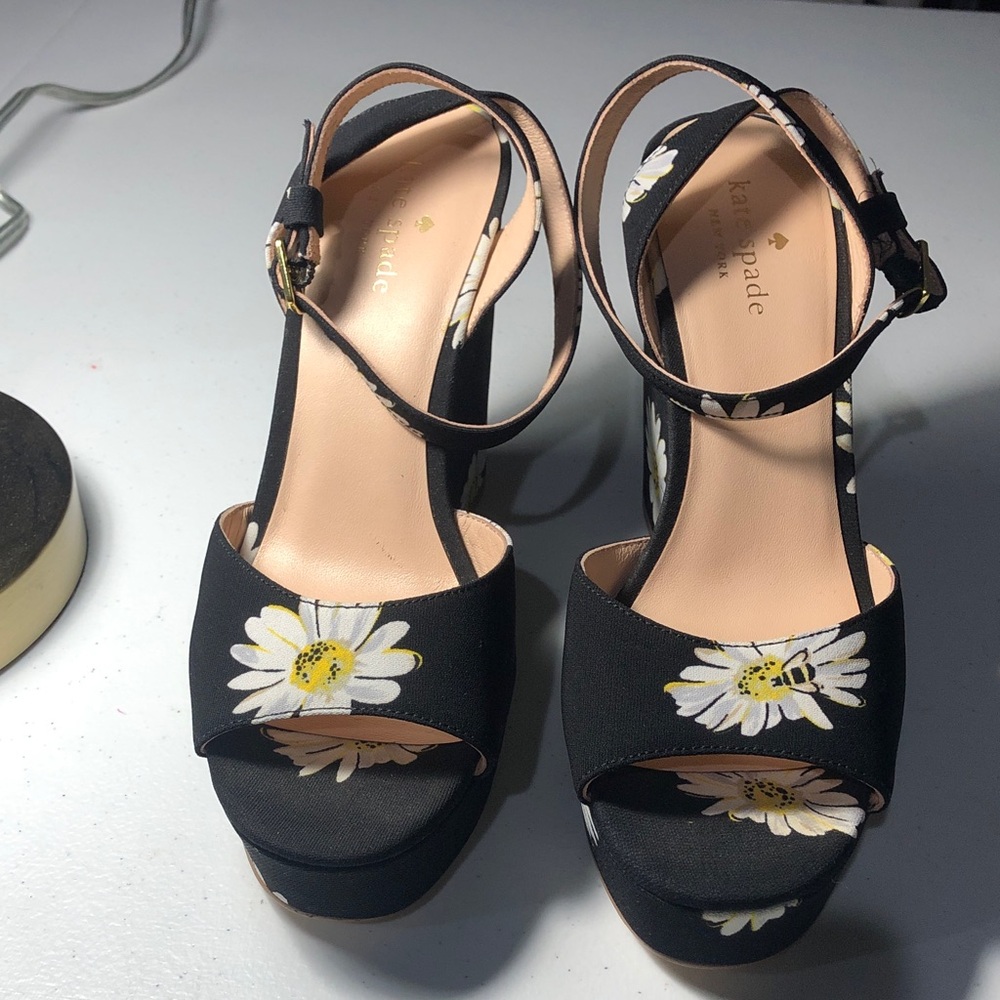Kate Spade New York Dellie Printed Daisy Platform Wedge Shoes,used,No Box,size 8